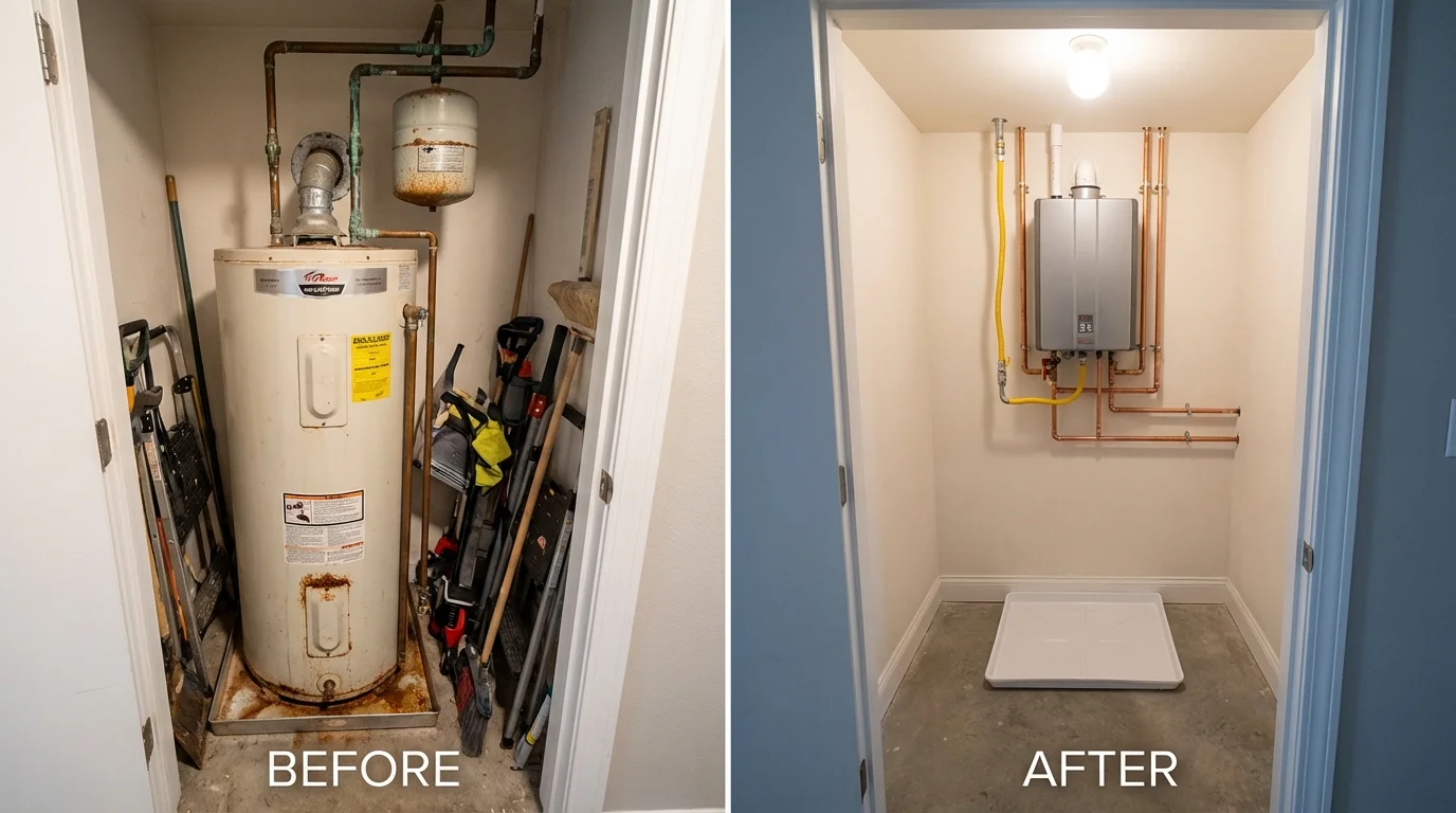 Tank water heater versus wall-mounted tankless unit comparison for Lebanon, OH homeowners